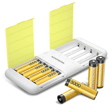 Carregar imagem no visualizador da galeria, 8 Unidades de Pilas AA de Recargables Litio, Pilas de Alta Capacidad de 3000mWh, Pilas AA de Litio de 1,5 V y Cargador de Pilas con función de Almacenamiento de Carga
