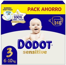 Laden Sie das Bild in den Galerie-Viewer.Dodot Fraldas de bebé sensível, tamanho 3 (6 - 10 kg), 148 fraldas, até 12 h de proteção contra fugas e cuidados com a pele, pack mensal