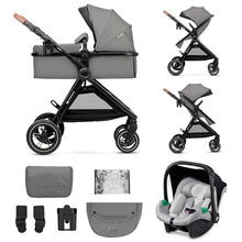 Carregar imagem no visualizador da galeria, Kinderkraft ESME Silla de Coche 3 en 1 Set, con Portabebés Mink PRO I-Size, Sistema de Viaje, Cochecito para Bebé, Cochecito, Plegable, para Recién Nacido hasta 4 Años, Gris