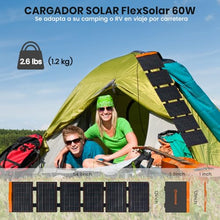 Carregar imagem no visualizador da galeria, Paneles Solares de 60w, Cargador Solar Plegable Portátil IP67 Fuente de Alimentación de Emergencia de Campamento Impermeable, Adecuado para Pequeños Generadores,Fuente de Alimentación móvil, PC