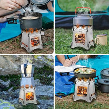 Carregar imagem no visualizador da galeria, Lixada Estufa de Leña Camping Portátil Ligero Compacto Hornillo Alcohol Estufa Camping Titanio Estufa Madera Portátil para Camping Trekking Mochilero BBQ Picnic Senderismo Supervivencia Al Aire Libre
