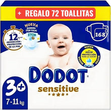 Laden Sie das Bild in den Galerie-Viewer.Dodot Sensitive Talla 3+ Extra Absorción (7-11 kg) – Megapack 168 Pañales + 72 Toallitas Dodot Gratis