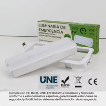 Carregar imagem no visualizador da galeria, Alpinaluz Pack de 2 Luces de Emergencia LED 3W Autotest con Batería de Litio, Modos Permanente y No Permanente, Montaje Empotrado o Superficie, 265 lm, 6500K, 3 Horas de Autonomía pare Techo o Pared