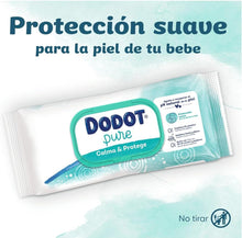 Carregar imagem no visualizador da galeria, Dodot Pure Toalhetes para bebé, acalma e proteja com Aloe Vera para a pele sensível do seu bebé, 1104 unidades (24 pacotes x 46), 99% água, sem álcool, sem plástico