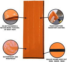 Carregar imagem no visualizador da galeria, HONYAO Saco de Dormir Emergencia, Mantas Termica de Aluminio, Supervivencia Bivy para Vivac, Cámping, Excursionismo, Trekking