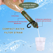 Carregar imagem no visualizador da galeria, ENONEO Filtro de Agua Personal 1500L Purificador Agua Portatil Elimine 99.99% de Bacterias y Protozoos con Espejo, Silbato y Brújula Filtro Agua Supervivencia Senderismo Acampada (Verde)