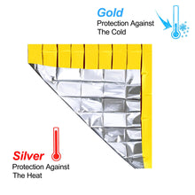 Carregar imagem no visualizador da galeria, Traxenta 10 Piezas Manta Térmica Supervivencia, Mantas Térmicas de Emergencia Oro Plata, Botiquin Manta para Coche, Camping, Montaña Senderismo, Mochila, Fria, Aislante Primeros Auxilios 160 x 210cm