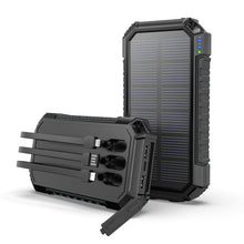 Carregar imagem no visualizador da galeria, Cargador Solar 27000mAh, Hiluckey 15W Portátil Power Bank con 3 Cables y 3 Puertos, USB C Carga Rápida Imperable Batería Externa para Smartphones, Tabletas y Acampar al Aire Libr
