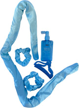 Carregar imagem no visualizador da galeria, Sence Modelador de cabelo sem calor, kit de 5 peças para ondas e cachos, fita de seda macia com rolos para cabelo médio e comprido, modelador Heatless Hair Curler para usar à noite - azul