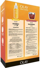 Carregar imagem no visualizador da galeria, Olay Kit de cuidados faciais diários: Sérum vitamina C AHA24 (40 ml) creme hidratante niacinamida SPF30 (50 ml) para manchas, hidratação e proteção solar