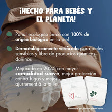 Carregar imagem no visualizador da galeria, Eco by Naty Pañales Bebé - Pañales ecológicos a base de plantas, ideales para la piel sensible del bebé y ayuda a evitar las fugas (Talla 1, 100 unidades)
