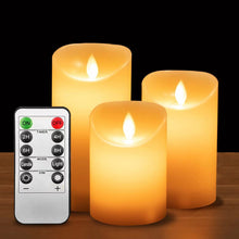 Carregar imagem no visualizador da galeria, ILEEDear Velas LED, Velas led efecto llama, Pack de 3 Velas Electricas de Cera Reales con Mando a Distancia y Temporizador Velas Decorativas de pilas para Decoración, Bodas, Navidad