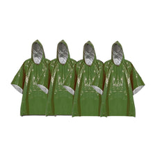 Carregar imagem no visualizador da galeria, Juego de 4 mantas térmicas de emergencia, poncho de lluvia de emergencia, poncho térmico resistente a la intemperie, equipo de supervivencia al aire libre para acampar