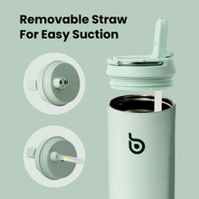 Carregar imagem no visualizador da galeria, BOTTLE BOTTLE Botella de agua aislada de 24 onzas con tapa de popote y asa, para deportes, viajes, gimnasio, botellas de agua de acero inoxidable, termo de metal al vacío de doble pared, a prueba de