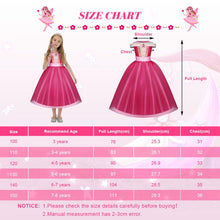 Upload image to gallery viewer, URAQT Disfraz Princesa Niña, Disfraces Princesas Disney Niña con Varita Mágica y Corona, Disfraz Halloween Niña 4 Años para Cumpleaños Halloween Fiesta Durmiente Princesa Traje Cosplay, 100cm