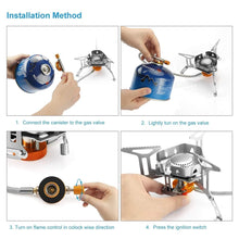 Carregar imagem no visualizador da galeria, Awroutdoor Estufa de Camping, 3500W Mini Estufa Plegable de Acero con Encendido piezoelƩctrico, Mini Estufa de Gas Ultraligera y Duradera/Picnic/mochilero/Senderismo