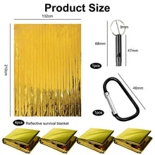 Carregar imagem no visualizador da galeria, Bavooty Mantas Térmicas de Emergencia,Mantas Reflectantes de Supervivencia y para Primeros Auxilios,Mantas de Emergencia,Manta Portátil de Emergencia,Manta Térmica,160×210cm,Oro+Plata,6pcs