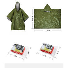 Carregar imagem no visualizador da galeria, Juego de 4 mantas térmicas de emergencia, poncho de lluvia de emergencia, poncho térmico resistente a la intemperie, equipo de supervivencia al aire libre para acampar