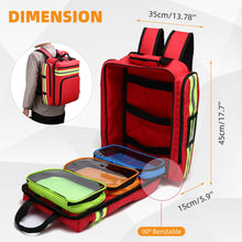 Carregar imagem no visualizador da galeria, Botiquín De Primeros Auxilios Vacío Mochila Botiquines De Emergencia -Impermeable Resistente Al Desgaste Bolsa Transpirable Reflectante Para Viajes, Casa, Coche, Lugar De Trabajo Rojo 45 * 15 * 35cm