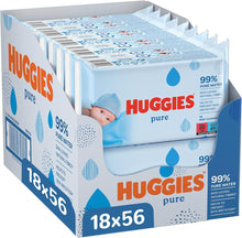 Carregar imagem no visualizador da galeria, Huggies Pure Toallitas para Bebé, 99% Agua Pura, 18 Packs de 56, Total 1008 Toallitas