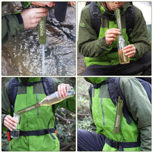 Carregar imagem no visualizador da galeria, ENONEO Filtro de Agua Personal 1500L Purificador Agua Portatil Elimine 99.99% de Bacterias y Protozoos con Espejo, Silbato y Brújula Filtro Agua Supervivencia Senderismo Acampada (Verde)