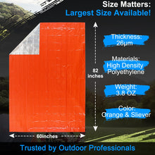 Carregar imagem no visualizador da galeria, Terdemor Poncho de Emergencia (Paquete de 4), Manta de Emergencia (Paquete de 2) con Forro de Manta de Mylar, Manta de Supervivencia Mucho más Grande y Gruesa para preparación de Emergencia, Camping,