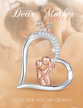 Carregar imagem no visualizador da galeria, INFUSEU Regalo Dia De La Madre, Te Quiero Mama Plata De Ley 925 Colgante Madre E Hija Collar Corazon Oro Rosa Mujer Abrazo Para Madre Y Bebé Para Tu Madre