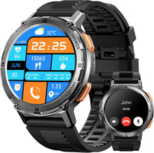 Carregar imagem no visualizador da galeria, Kospet Tank T2 Prateado - Relofio inteligente para Homem, 60 Dias em Espera, 1.43 "AMOLED HD Display,Smartwatch Homem com Chamada Bluetooth, 24H Monitor de Sono, para Android iOS (Dual Strap)