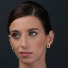 Carregar imagem no visualizador da galeria, Miore Pendientes de aro para mujer con circonitas brillantes en plata de ley 925 y baño de oro amarillo de 18 quilates 750 Pendientes de aro hipoalergénicos con circonitas. Cierre con pasador y broche