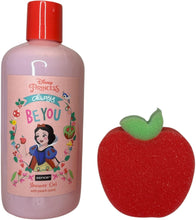 Carregar imagem no visualizador da galeria, Conjunto de banho Disney Princess com gel de banho vegano 300 ml e esponja temática, cuidado suave e ideal para crianças, 2 peças