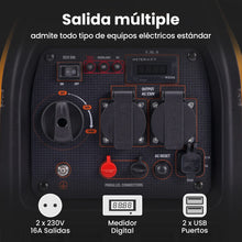 Carregar imagem no visualizador da galeria, maXpeedingrods Generador Electrico Gasolina 2300W Pico Generador Inverter Silencioso Portátil de Emergencia, 230V Ligero Salidas USB/AC/DC para Camping Autocaravan Apagon