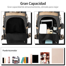 Carregar imagem no visualizador da galeria, DORRISO Mochila de Mujer Casual Bolso de Mano Bandoleras Antirrobo Bolsa de Viaje Bolsa de Escuela PU Cuero + Nailon Mochila Adorno de Pompón Señoras Bolsa Mochilas Gris