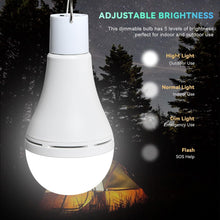 Carregar imagem no visualizador da galeria, Luz Solar Interior Exterior 2PCS con Mando, Sensor Crepuscular, Solar/USB Recargable Lámpara Colgante Portátil, TechKen Bombilla LED Focos para Terraza Casa Jardin Emergencia Senderismo Tienda Camping