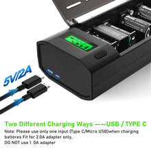 Carregar imagem no visualizador da galeria, BONAI LCD Pantalla Cargador de Pilas Inteligente para AA/AAA/SC/C/D/9V Ni-MH/Ni-CD, Universal Con Función de Descarga (USB)