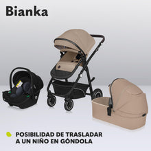 Carregar imagem no visualizador da galeria, LIONELO BIANKA Cochecito de Bebé 3 en 1 (22 kg) Portabebés (9 kg) Silla de Coche (13 kg), Plegable, Sistema de Viaje Respaldo Ajustable Ruedas 360o Amortiguación, Capota XXL, Carrito de Bebe (Beige)