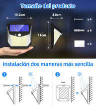 Carregar imagem no visualizador da galeria, Luz Solar LED Exterior Jardin: 248 LED Luces Solares Sensor de Movimiento 270° Foco Solar Exteriores Lampara IP65 Impermeable Aplique Solar Potente para con Iluminacion Terraza Outdoor Light 4 Paquete