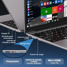 Carregar imagem no visualizador da galeria, Ordenador Portátil 14 Pulgadas Win 11 con 5G WiFi,6GB RAM 256GB SSD Expansión SSD 1TB(Up to 2.8Ghz),BT4.2 3.0 Transmisión Puerto 1920×1080 Portátiles FHD Buenos & Mini Puerto Multimedia con ratón-Gris