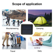 Carregar imagem no visualizador da galeria, Banco de Energía para Teléfono Solar de 20000 MAh, Banco de Energía Solar Portátil a Prueba de Agua con Cable de Carga para Exteriores, 2X USB y USB C, Puerto Micro USB (Negro)