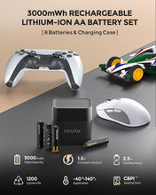 Carregar imagem no visualizador da galeria, imuto Pilas Recargables AA 1,5 V 3000mWh Batería de Litio Alta Capacidad más de 1600 ciclos con Carga rápida Negra Cargador de Pantalla LED