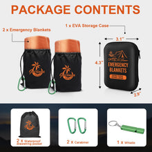 Carregar imagem no visualizador da galeria, Guijinga Mantas de emergencia para supervivencia, paquete de 2/4 mantas espaciales, mantas gigantes y extremadamente gruesas de Mylar, adecuadas para supervivencia al aire libre, campamento y