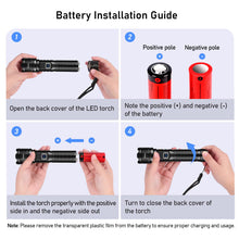 Carregar imagem no visualizador da galeria, Blukar Linternas LED Alta Potencia, Linterna Potente de Aluminio Recargable, Portátil Táctica Militar Linterna con 5 Modos de luz, Zoomable, Impermeable para Emergencias/Camping/Senderismo