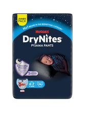 Carregar imagem no visualizador da galeria, Huggies DryNites Calzoncillos absorbentes para niño 4-7 (17-30 kg), Clínicamente probado con 5 capas de protección nocturna, 16 pañales de noche