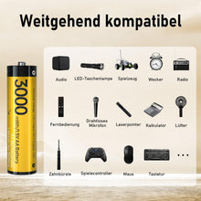 Carregar imagem no visualizador da galeria, 8 Unidades de Pilas AA de Recargables Litio, Pilas de Alta Capacidad de 3000mWh, Pilas AA de Litio de 1,5 V y Cargador de Pilas con función de Almacenamiento de Carga