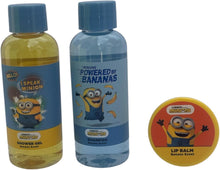 Carregar imagem no visualizador da galeria, Kit de viagem infantil de cuidados pessoais minions, 3 peças: Shampoo 60 ml, gel de banho 60 ml, Bsparadisy Labial 10 g