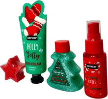 Carregar imagem no visualizador da galeria, Caixa de presente de 4 peças - creme de mãos, corpo e cabelo, gel de duche e sabão artesanal - kit autocuidado vegan e sustentável, ideal para o Natal