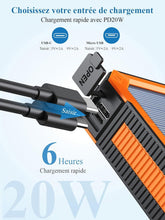Carregar imagem no visualizador da galeria, Cargador Solar 20000mAh Power Bank Bateria Externa PD20W Carga Rapida Bateria Portatil Solar Powerbank USB C Input & Output Compatible con Smartphones Tablets