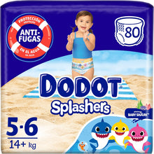 Carregar imagem no visualizador da galeria, Dodot Pañales Bebé Splashers Baby Shark, Talla 5-6 (14+ kg), 80 pañales, Bañadores desechables, Protección Anti-fugas En El Agua