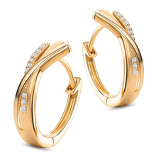 Carregar imagem no visualizador da galeria, Miore Pendientes de aro para mujer con circonitas brillantes en plata de ley 925 y baño de oro amarillo de 18 quilates 750 Pendientes de aro hipoalergénicos con circonitas. Cierre con pasador y broche