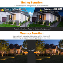 Carregar imagem no visualizador da galeria, MEIKEE Luces Solares Led Exterior Jardin 4 en 1 Focos Led Exterior Solares Impermeable IP66, 2500K-6500K Regulable, 3 Modos, 3 Brillos 5000mAh Iluminación para Jardín, Césped, Camino, Terraza