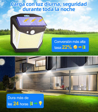 Carregar imagem no visualizador da galeria, Luz Solar LED Exterior Jardin: 248 LED Luces Solares Sensor de Movimiento 270° Foco Solar Exteriores Lampara IP65 Impermeable Aplique Solar Potente para con Iluminacion Terraza Outdoor Light 4 Paquete